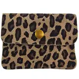 modamoda de P09 Damen Münzgeldbörse Geldbörse Portemonnaie Klein Leder Made in Italy P09, Farbe:Leo Wildleder Stone