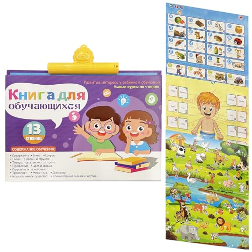 Russisches Alphabet Poster für Kinder, Russische Buchstaben und Vokabeln Lernen, Russisch Sprechende spielzeuge für Anfänger