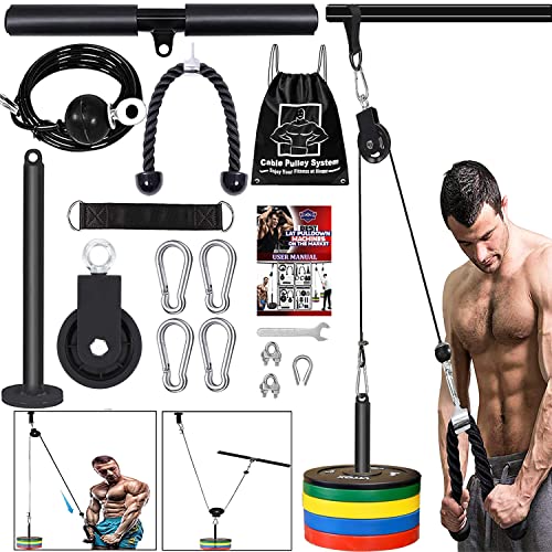 Taeku Kabelzug, Gewicht Fitnessgerät Trizeps Latzug Unterarmtrainer Seilzug-Fitness Arm Krafttraining für Zuhause Sportgeräte (2,5M Kabel)