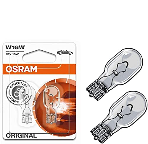 2x Osra.m W16W 12V 921-02B Standard Bremslicht Hecklicht Rückfahrlicht Nebelleuchte vorne Blinker vorne hinten und seitlich Ersatz Halogen Lampe E-geprüft
