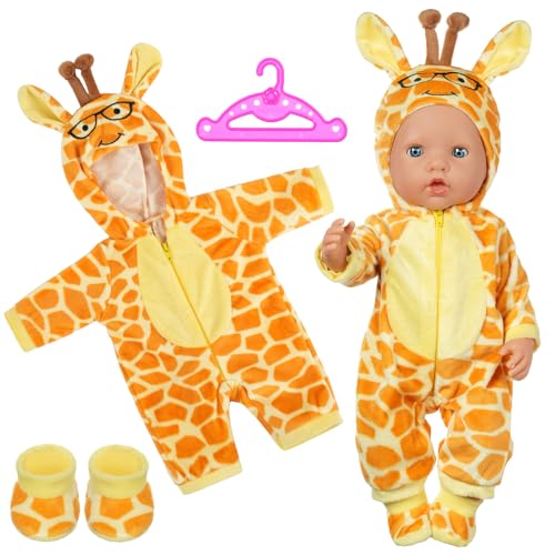 Aolso Kleidung Outfits für Baby Puppen, Babypuppenkleidung für 14–18 Zoll große Puppen, 35–45 cm große Babypuppen, Puppe Zubehör, Neue Puppenkleidungs-Outfits, Geschenke für Mädchen (Giraffe)