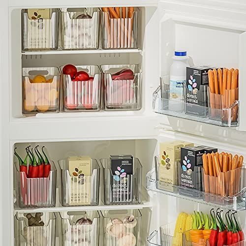 Bugucat Kühlschrank Organizer 6er set, Hochwertige Vorratsschrank Küche, Fridge transparent, Stapelbare Aufbewahrungsbox Boxen für Schränke Gefrierschrank Speisekammer