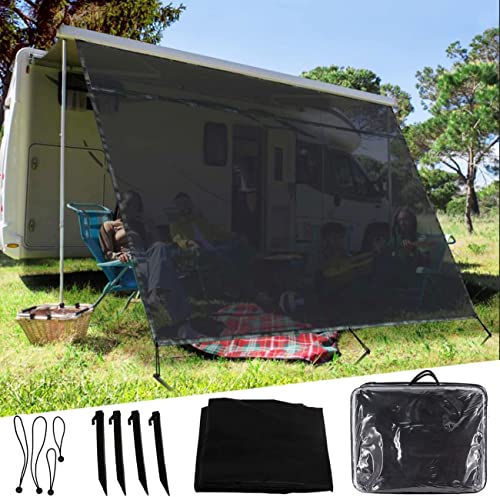 Wohnmobil View Blocker Sonnenschutz, Vorderwand für Markise 2,44m x 4,57m, RV Markisen Sichtschutz Bildschirm Universeller, UV Blocker Komplettes Kit für Wohnmobilanhänger Camper von Poweka