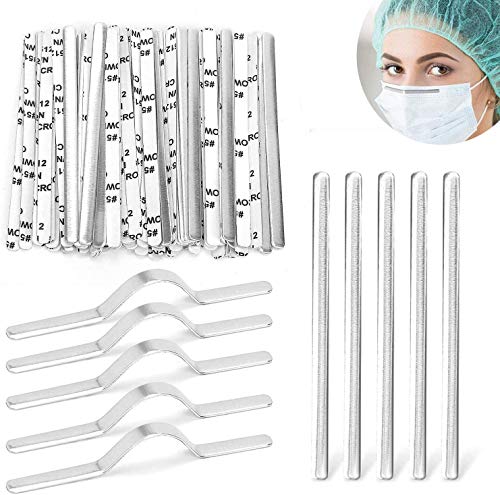 100 Stück Aluminiumstreifen Nasendraht, Nasenbrücke für Maske, 90 mm Metall flach Aluminiumdraht Nasenklammern Nasenbrückenhalterung DIY Draht zum Nähen Basteln Nase Brücke Clips