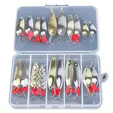 Donql Angelköder Kunstköder Fishing Forellen Spoon Set 20 Stück 5g-8g/Pcs Bis zu 70 m Wurfweite Piegelhell Trout Spoons mit Box Metalllöffel Harte Köder Hecht Köder Forellen Köder (Set B)