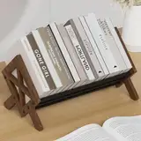 THYGIFTREE Kippbares Bücherregal aus Holz für Wohnzimmer/Zuhause/Büro, Schreibtisch-Bücherregal-Organizer, Bücherregal-Aufbewahrungsregal zur Präsentation von CDs/Magazine/Books Display (Dunkelbraun)