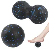 Faszienball Set, 2er Set Massagebälle, Trigger Point Release Lacrosse Ball, Faszienball für Füße, Massageball Faszien Ball, Faszienbälle für Faszientraining Durchführen, Einzelball + Doppelball