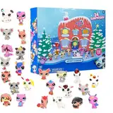 Littlest PetShop Adventskalender 2024 - Lps Adventskalender 2024, LPS Gen -7 LITT-LEST PET SHOP Spielzeug, 24-Tage-Tierhandlung Weihnachts-Countdown-Kalender für Kinder, Tweens a-b 4 Jahre