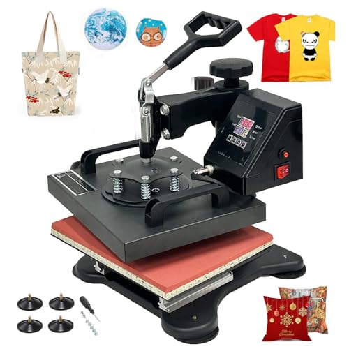 SDKEHUI Hitzepresse Transferpresse Schwarz 25x30cm, Heißpresse Maschine Textilpresse Multifunktionale Sublimation T-Shirtpresse 360-Grad-Drehbar, Keine Montage erforderlich