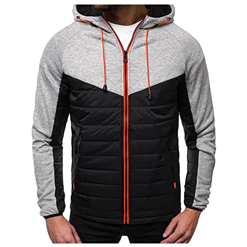 KONG JIMFAN Sweatjacke Herren Herbstjacke Herren Fleecepullover Sport Men's Jackets Glänzende Jacke Herren Sakko Herren Schwarz Arbeitsjacke Herren Winter Jacket Karo Jacke Herren(Light Gray,4XL)