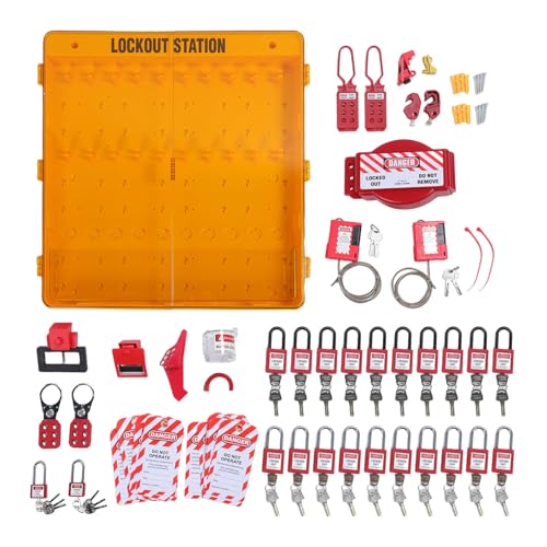 Lockout-Tagout-Station mit Loto-Geräten, PC Vielseitiges Lockout-Tagout-Kit mit Sicherheitsvorhängeschloss, Haspen für die Industrie, gelbes Design, einfache Installation