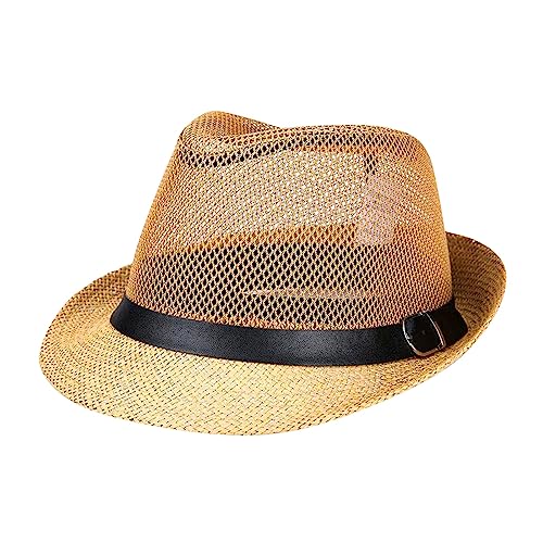 In Hüten mit breiter Krempe für den Strandausflug im Sommer, Sonnenschein, Barett Abzeichen (Khaki, One Size)