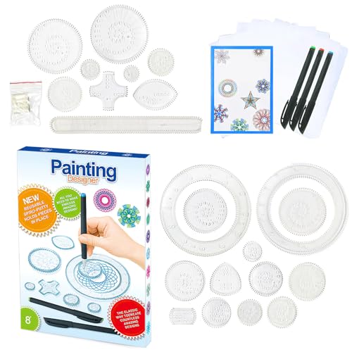 KBIBCK Spirograph Kinder, Kreatives Zeichen-Set mit Mandala, Spiral Designer, Mandala Schablone, Zeichnen lernen für Kinder ab 6 Jahren, Zeichen-Set mit Mandal-Schablone(27 Stück)