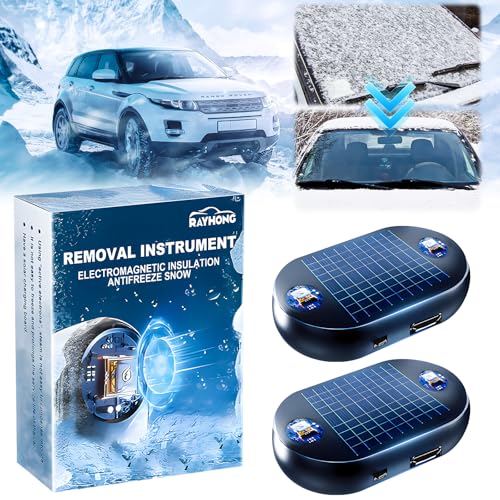 2 Stück Anti-Freeze Electromagnetic Car Snow Removal Device, Solar Elektromagnetische Schneeräumung, Cordless Anti-Frost Auto Schnee Removal Device, Tragbarer Auto Defroster,für EIS,Schnee,Frost (A)