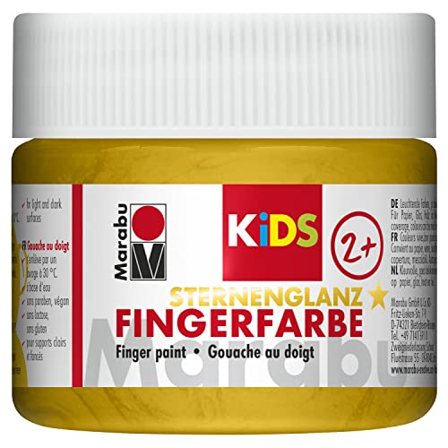 Marabu 03030050784 - KiDS Fingerfarbe metallic Gold 100 ml, auf Wasserbasis, parabenfrei, vegan, auswaschbar, für Kinder ab 3 Jahren