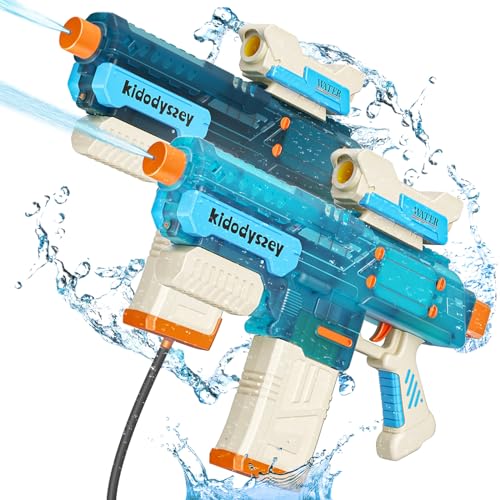 Kid Odyssey Elektrische Wasserpistole 2er Set, Wasserspritzpistolen mit Akku, 500ML/Unbegrenzte Wasserversorgung, Wasserpistolen Elektrisch für Kinder Erwachsene, 10M Reichweite, Electric Water Gun