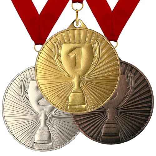 Larius Gewinner Medaillen 3er-Set – Metallmedaillen für Sport & Wettbewerbe, Zahlenmedaillen 1 2 3 Platz