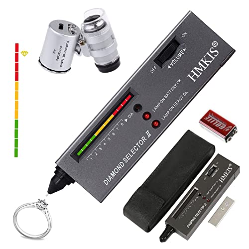 HMKIS Diamant-Tester, hohe Genauigkeit, Schmuck-Diamant-Tester + 60-fache Mini-LED-Vergrößerung, professioneller Diamant-Auswahl für Anfänger und Experten, Wärmeleitfähigkeitsmesser