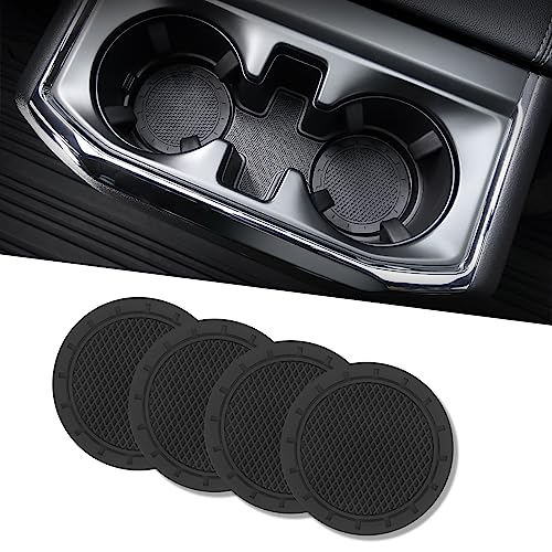 JOYTUTUS Auto Getränkehalter Untersetzer, Universal Auto Getränkehalter Einsatz, Anti-Rutsch Auto Untersetzer für Kaffeebecher, Autozubehör für Frauen, 4 Stücke, Schwarz/Glitz