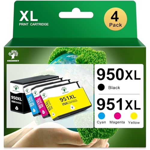 GREENSKY 950 XL 951XL Multipack Remanufactured für HP 950XL HP 951XL Multipack für HP Officejet Pro 8620 8600 Patronen für HP Officejet Pro 8610 8615 8100 276DW (4er Pack)