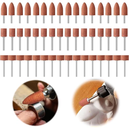 48 Stück Ltsbaed 3mm Korund Schleifstifte Set, Multifunktionale Kompatibel für Dremel Schleifaufsätze, Polierkopf Schleifstein 1/8" Schaft,Professional Schleifstift-Set Zubehör, für Schleifen Polieren