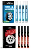 Carreneu 8 Stöcke Reifenstift Weiss Permanent Marker Wasserfester Stift Auto Reifenmarkierungsstift Permanent Marker Wasserfest Verblasst Nicht Antifouling für Auto-und Motorradreifen(Weiß + rot)