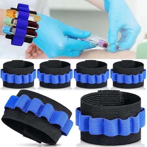 WDCFXY Phlebotomy Röhrenhalter, Armband, Blutentnahme-Organizer, 6 Stück, schwarz und blau, Kapazität 8 Röhrchen