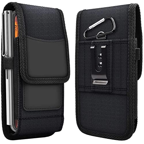 VERTIKAL Hüft Gürtel Tasche passend für Samsung Galaxy S24 S23 S22 S21 S20 Ultra 5G S24+ S23+ S22+ A54 A34 A14 Z Fold 4 5 Gürteltasche Karabinerhaken Clip Schlaufe Seiten Quer Schutz Hülle Schwarz