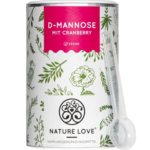 D-Mannose Pulver mit Cranberry - 250 Gramm Pulver zum Auflösen in Wasser - 100 Tage Reichweite - mit Dosierlöffel - hochdosiert, vegan & laborgeprüft - Produktverpackung kann variieren