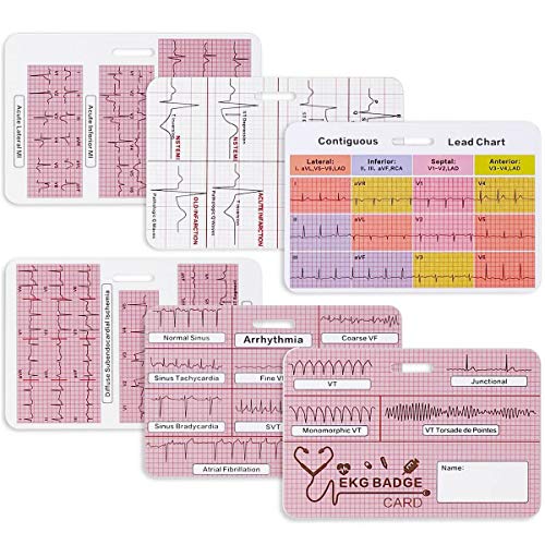 Lisol EKG-Herzabzeichenkarten-Set, 3 Karten, Stemi-Abzeichenkarte, EKG-Telemetrie-Interpretationsabzeichen, Buddy, Krankenschwester, 12 Lead-EKG-Rate, Taschen-Karten, Krankenpflege-Spickzettel mit