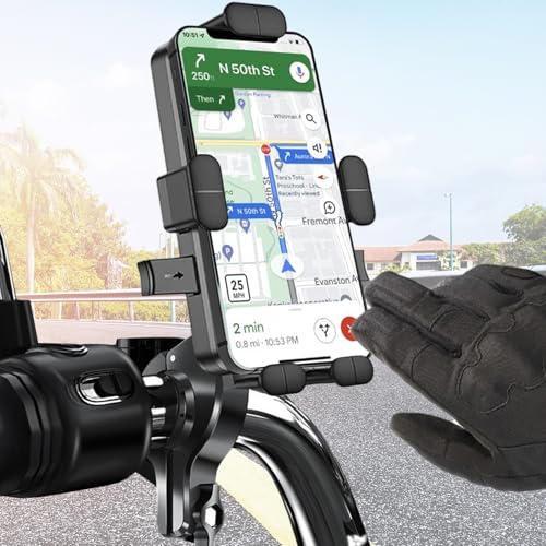 Handyhalterung Fahrrad Motorrad e Scooter mit 5 Ultra-sicheren Befestigungspunkten maximale Stabilität der Lenkerbefestigung 360° drehbar kompatibel mit Allen Smartphones Antivibration