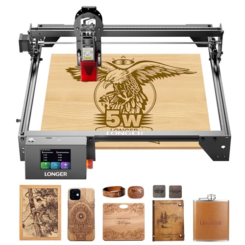 Longer RAY5 Laser Graviermaschine, 5W Laser-Ausgangsleistung, 3,5“ Farb-Touchscreen, Offline-Steuerung über App, Gravurwerkzeug für Metall/Glas/Holz, Arbeitsbereich 400x400mm