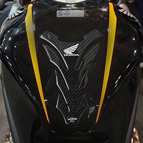 labelbike - Tankpad Aufkleber aus 3D Gel-Harz mit offizieller Honda-Lizenz zur Dekoration und zum Schutz des Motorradtanks - Carbon-Effekt und weißes Honda-Logo