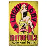 Metall-Blechschild, Metallschilder, Glücksbringer, Motoröl, Gas-Service, Garage, Händler, Pin-Up-Mädchen, Retro, Vintage-Dekoration, 30,5 x 20,3 cm