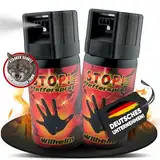 2 x Wilhelm Pfefferspray 40 ml Tierabwehr Selbstverteidigung CS KO Spray hochdosiert (ca. 2 Mio. Scoville) effektives Verteidigungsspray