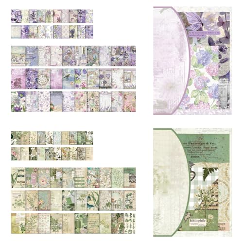 Durdiiy 200 Stk Scrapbooking Papier Deko Vintage Bastelpapier Washi Dekopapier Designpapier, Bastelpapier für DIY Lesezeichen Dekorative Bullet Journal Zubehör NotebookCard Making Fotoalbum (B, 200)