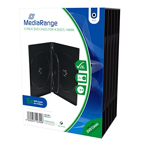 MediaRange DVD-Leerhülle für 4 Discs, 14mm, schwarz, 5er Pack