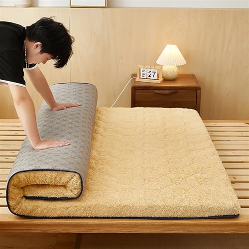 Japanische Futon-Matratzenrolle, dick, faltbar, weich, tragbar, atmungsaktiv, Kaschmir-Stoffe, Doppelbett, Einzelbett (120 x 190 cm)