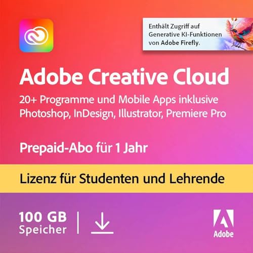 Adobe Creative Cloud All Apps|Student&Teacher|1 Jahr|PC/Mac|Digital Download