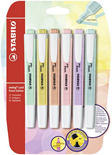 STABILO - Textmarker - swing cool Pastel - 6er Pack - mit 6 verschiedenen Farben