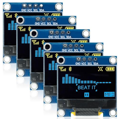 5 Stück OLED Display, 0,96 Zoll 128 x 64 Pixel OLED Display Screen Driver, OLED Display Serial Selbstleuchtendes Display Board, OLED IIC-Bildschirm Anzeigemodul Anzeigeplatine (Gelb und Blau)