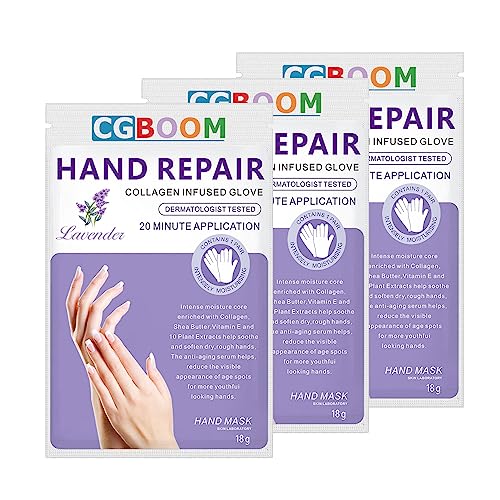 Handmasken, 3 Paar feuchtigkeitsspendende Handschuhe, Peeling-Handmasken, pflegende, weiche Handpflege, für trockene und rissige Hände (Classic)