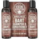 Viking Revolution - Bartshampoo & Conditioner Set - Erweicht, Glättet & Stärkt den Bartwuchs - Bartshampoo Für Männer - Sandelholzduft - Geschenke Für Männer - 2 x 150 ml