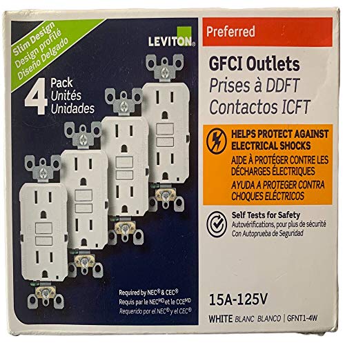 15 Amp 125-Volt Duplex Self-Test Slim GFCI Outlet, Weiß (4-Pack)