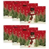 Artoid Mode Schneemann Rot Schals Kiefern Weihnachten Platzsets 6er Set, 30x45cm Urlaub Tischsets Waschbar Platzdeckchen Küche Party Deko