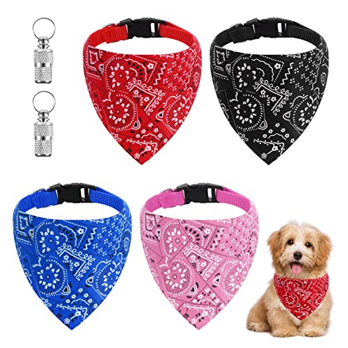 tonyg-p 4 Stück Hundehalstuch, Hunde Bandana Kopftücher, Hundehalstuch mit Halsband, Halsdreiecke Hundehalstücher, Einstellbare Hund Halstuch für Kleine Mittel Hunde und Katzen