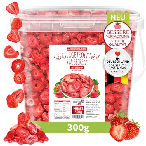 GEFRIERGETROCKNETE ERDBEEREN 300g, fruchtige gefriergetrocknete Früchte in Scheiben, frei von Zusatzstoffen, in Deutschland hergestellt