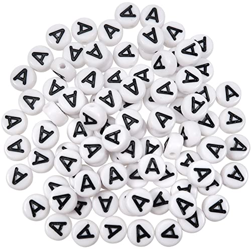 TOAOB 500 Stück 4x7mm Buchstabenperlen Vokale Weiß Buchstabenperlen A Rund Acryl Spacer Perlen für Schmuckherstellung