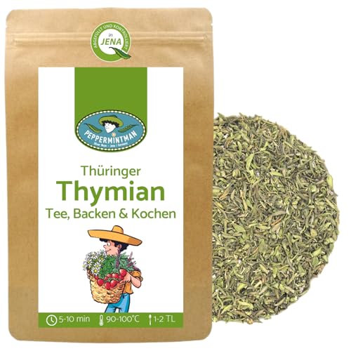 Thüringer Thymian gerebelt 200g - Tee & Gewürz - ölreich & hocharomatischer Thymiantee - Deutscher Anbau - PEPPERMINTMAN