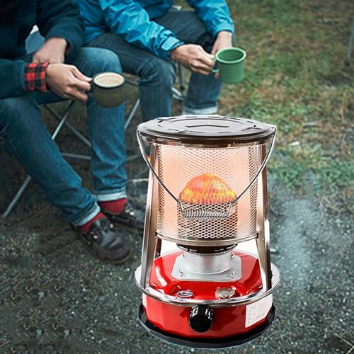 Kerosin-Heizofen für Camping, tragbarer Petroleumofen, Kerosin-Ofenbrenner für die Raumheizung in Innenräumen ohne Strom/4,6 l-Rot